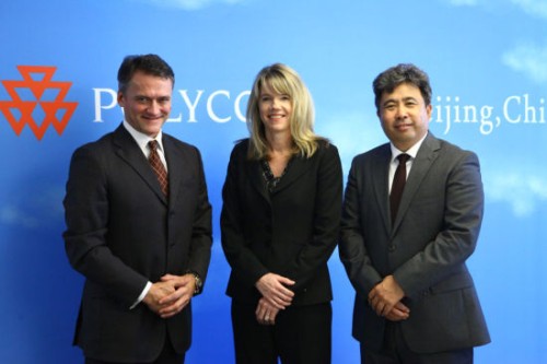 Polycom��̫�^(q��)�����ձȺ����������ޅ^(q��)����Hansjoerg Wagner (��һ)��Polycomȫ���N�ۈ�(zh��)�и�����Tracey Newell(����)��Polycom�Ї��^(q��)����(j��ng)�����(��һ)